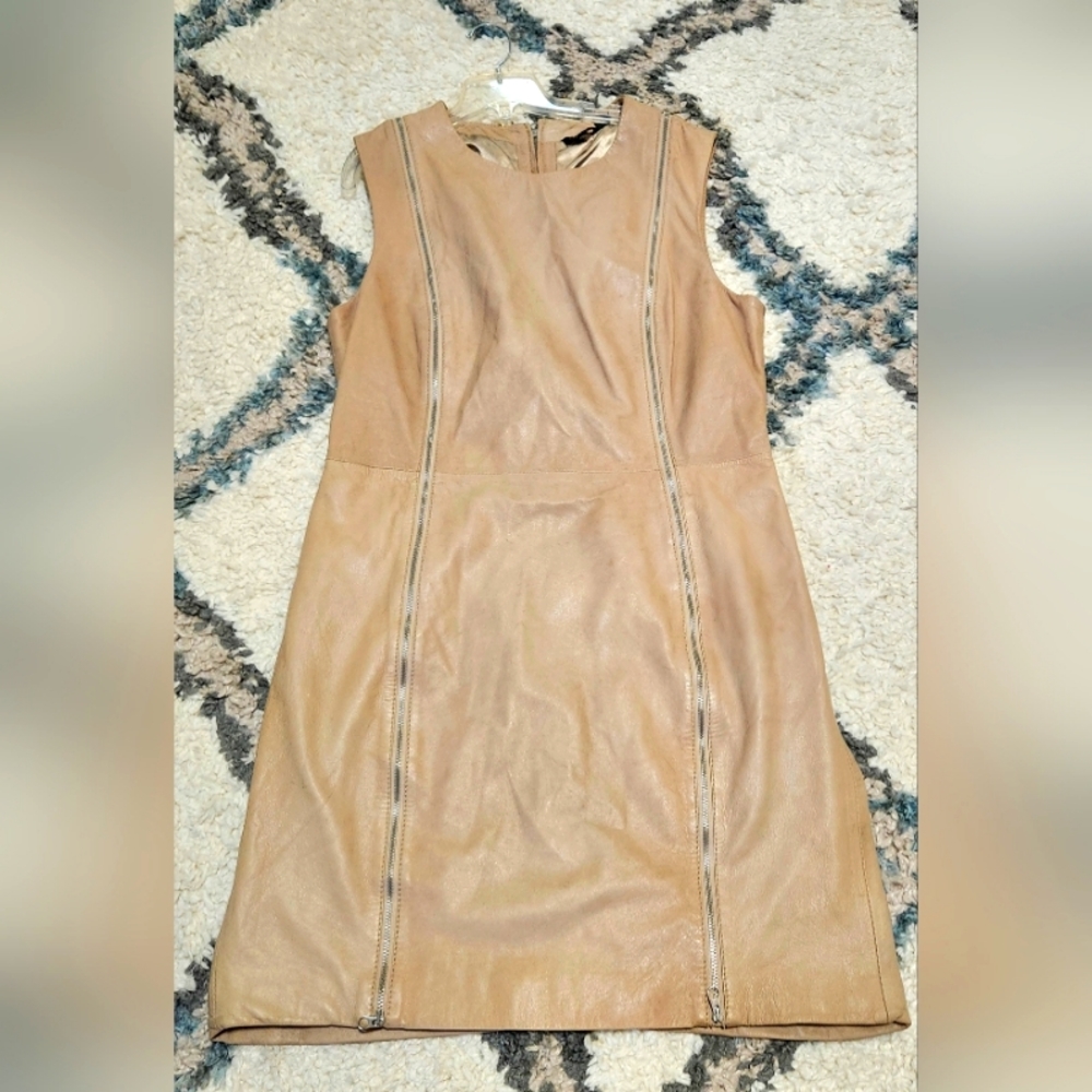Ted Baker London Leather dress zipper detail Tan size 4